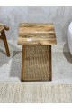 Wooden side table with Indian rattan 55 x 35 cm, assorted (several colors for the table top)