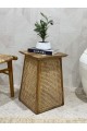 Wooden side table with Indian rattan 55 x 35 cm, assorted (several colors for the table top)