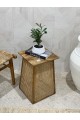 Wooden side table with Indian rattan 55 x 35 cm, assorted (several colors for the table top)