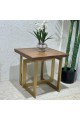 Single Gold Wood Steel Service Table 55x55x55cm