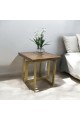 Single Gold Wood Steel Service Table 55x55x55cm