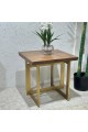 Single Gold Wood Steel Service Table 55x55x55cm