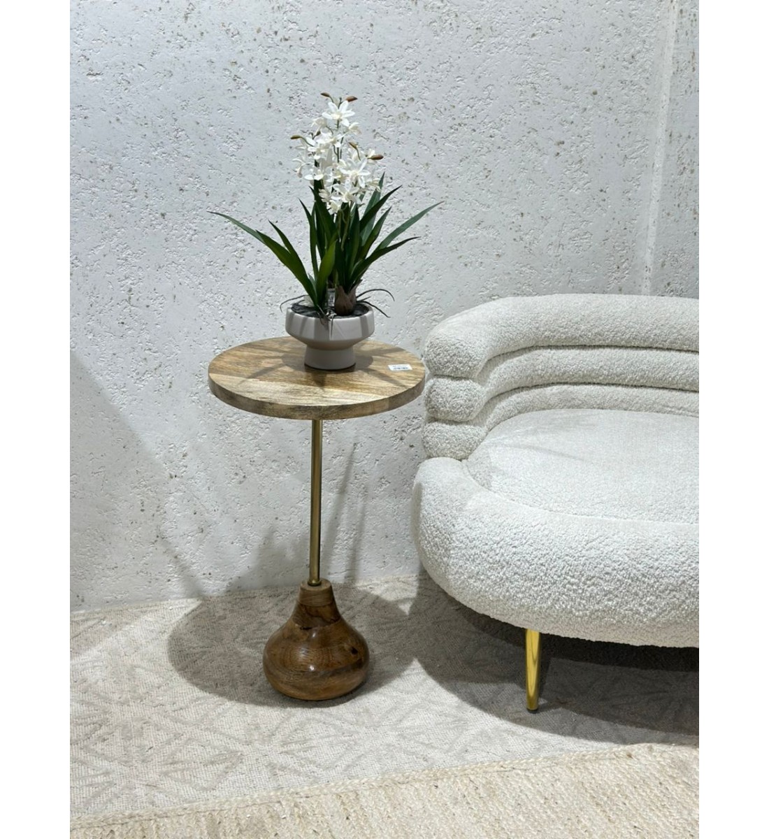 Golden column wood side table 62x37x37cm
