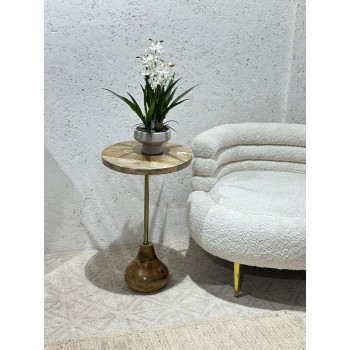طاولة جانبية خشب عمود ذهبي 62×37×37سم 