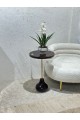 Pedestal side table with dark brown wooden top 60x36x36cm