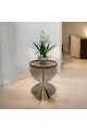 Pedestal side table with light brown wooden top 55x40x40cm