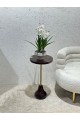 Pedestal side table with dark brown wooden top 30x30x59cm