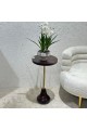 Pedestal side table with dark brown wooden top 30x30x59cm