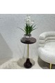 Pedestal side table with dark brown wooden top 30x30x59cm