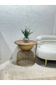 Simple Gold Iron Wood Side Table 55x55x53cm