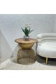 Simple Gold Iron Wood Side Table 55x55x53cm