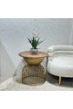 Simple Gold Iron Wood Side Table 55x55x53cm