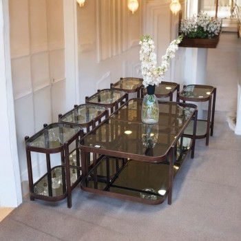 طقم طاولة خدمة بزجاج  قاعده حديد  7 قطعة (منتج تفصيل )