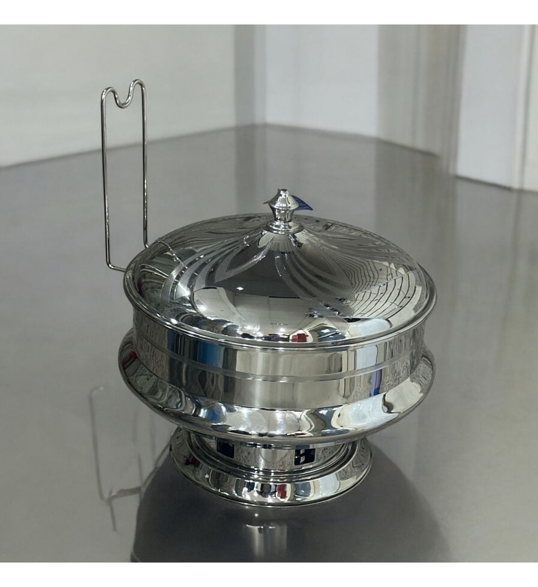 سخان بوفية صحن تقديم استيل لتسخين الطعام مزود بغطاء بتصميم فريد8 لتر 