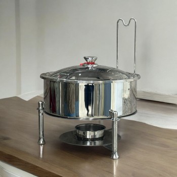 سخان بوفية صحن تقديم استيل لتسخين الطعام مزود بغطاء بتصميم فريد6 لتر 