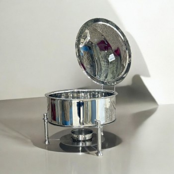 سخان بوفية صحن تقديم استيل لتسخين الطعام مزود بغطاء بتصميم فريد6 لتر 