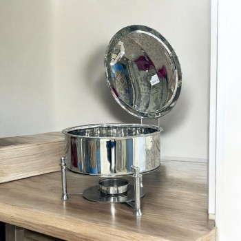 سخان بوفية صحن تقديم استيل لتسخين الطعام مزود بغطاء بتصميم فريد4 لتر 