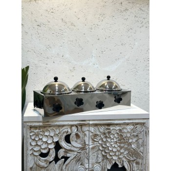 صينية تقديم أنيق وفاخر من الستانلس ستيل – 54x20x10 سم – فضي