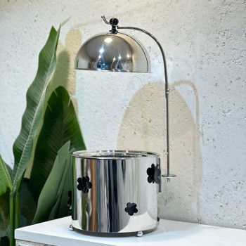 سخان بوفية صحن تقديم استيل لتسخين الطعام مزود بغطاء بتصميم فريد2.5لتر 