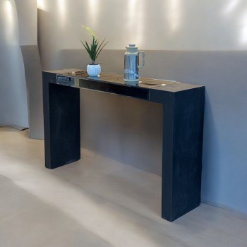 كونسول - مدخل خشب أسود مع مرآة مقاس 160 × 40 × 100 سم (منتج تفصيل ) 