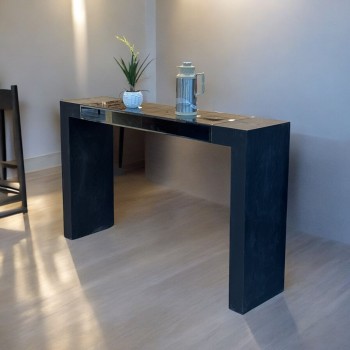 كونسول - مدخل خشب أسود مع مرآة مقاس 160 × 40 × 100 سم (منتج تفصيل ) 