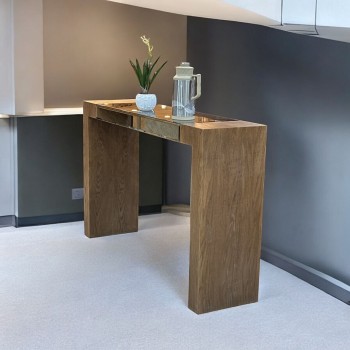 كونسول - مدخل خشب بني مع مرآة مقاس 160 × 40 × 100 سم (منتج تفصيل ) 