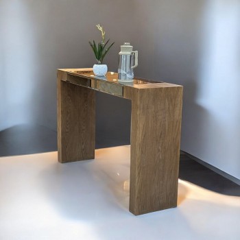 كونسول - مدخل خشب بني مع مرآة مقاس 160 × 40 × 100 سم (منتج تفصيل ) 