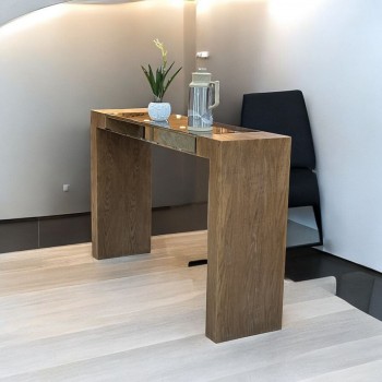 كونسول - مدخل خشب بني مع مرآة مقاس130× 40 ×82 سم (منتج تفصيل ) 