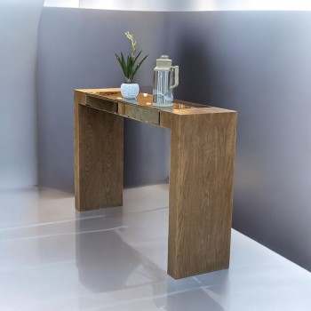 كونسول - مدخل خشب بني مع مرآة مقاس130× 40 ×82 سم (منتج تفصيل ) 