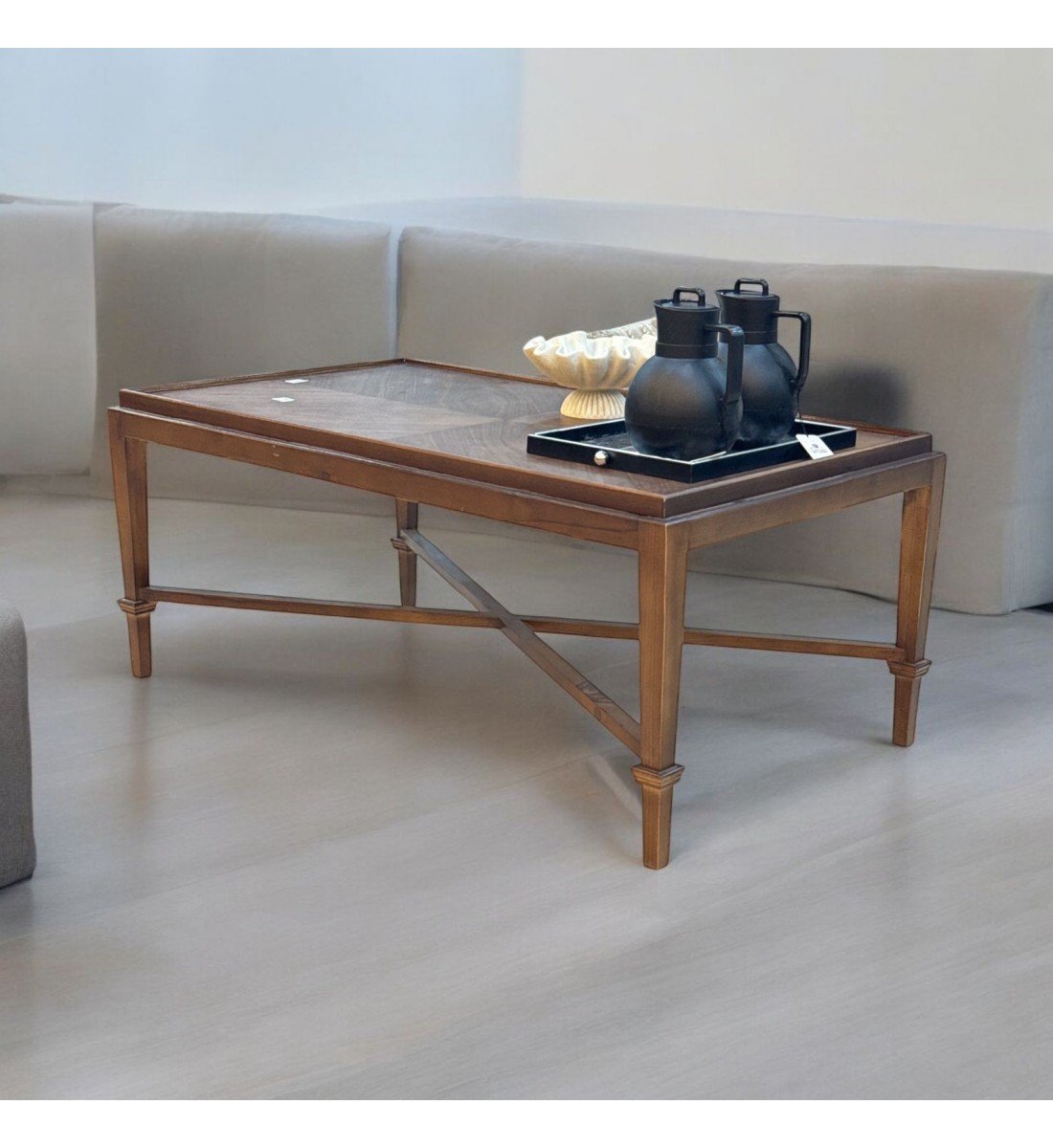 طاولة جانبية خشب الجوز تصميم كلاسيك عصري بني  120×70×50سم (منتج تفصيل )