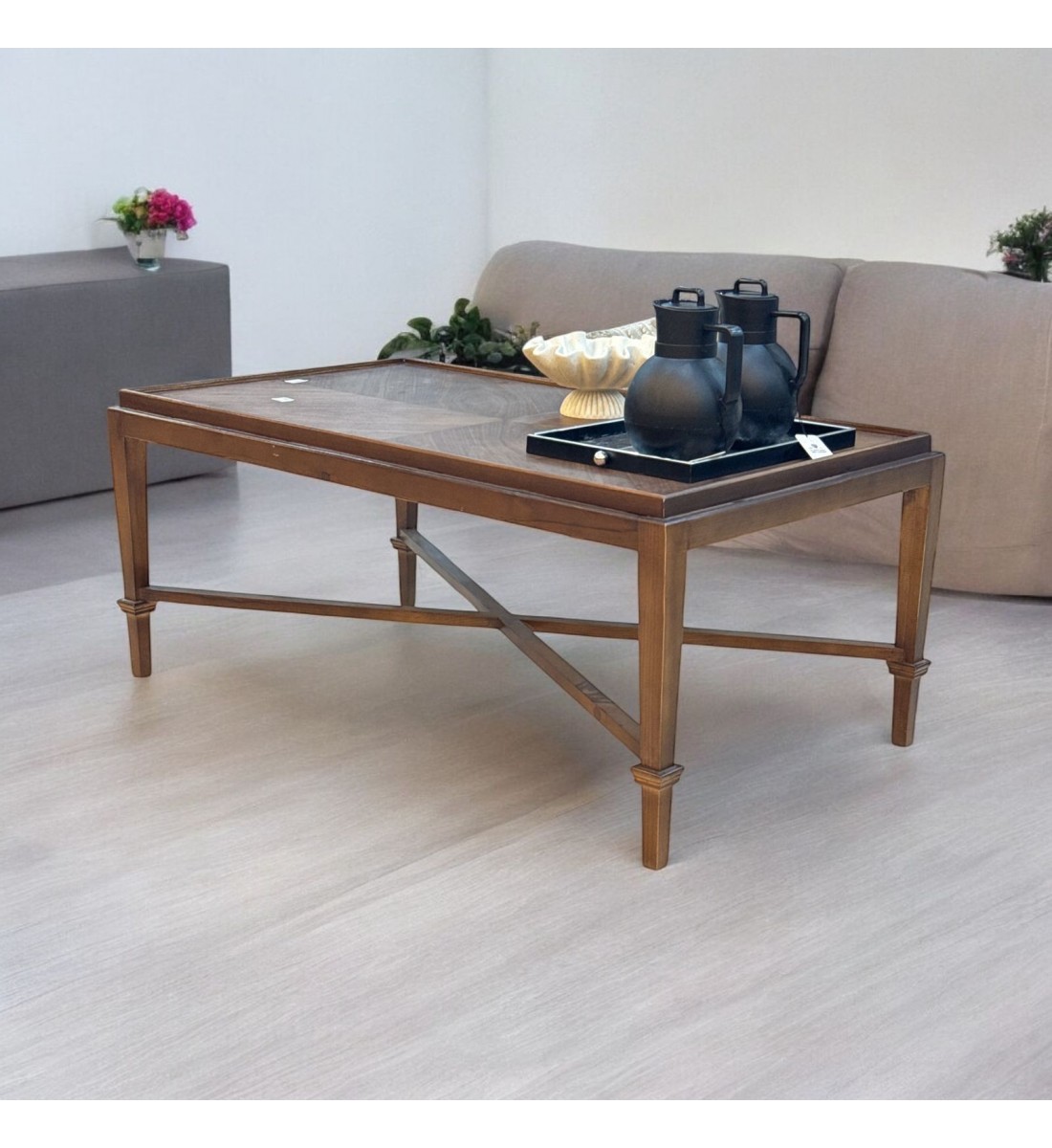 طاولة جانبية خشب الجوز تصميم كلاسيك عصري بني  120×70×50سم (منتج تفصيل )