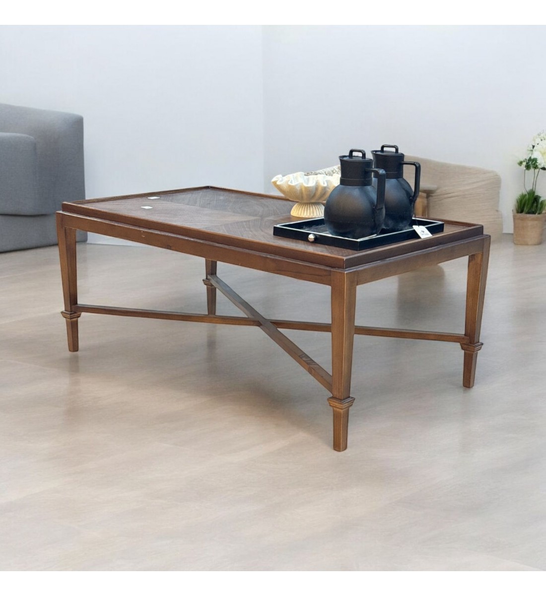 طاولة جانبية خشب الجوز تصميم كلاسيك عصري بني  120×70×50سم (منتج تفصيل )