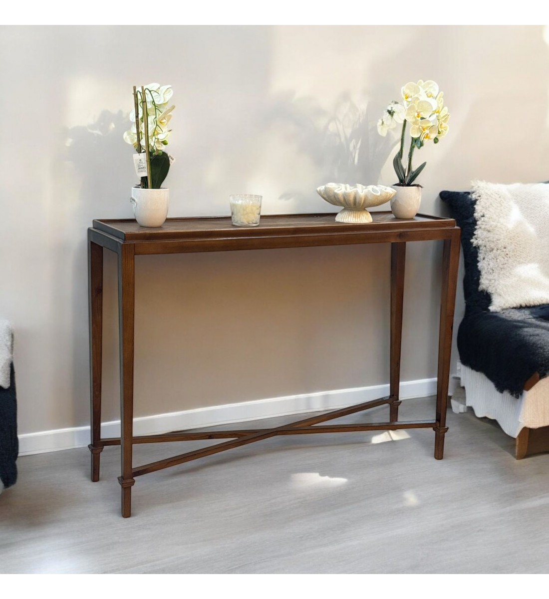 Console - Walnut Wood Entrance Classic Design Brown 140x40x102cm (Custom Product)