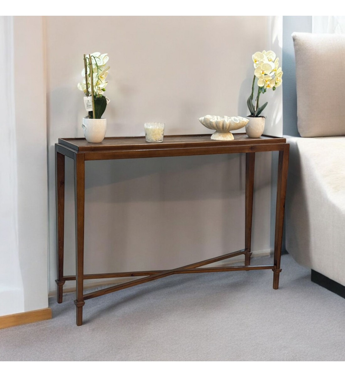 Console - Walnut Wood Entrance Classic Design Brown 140x40x102cm (Custom Product)
