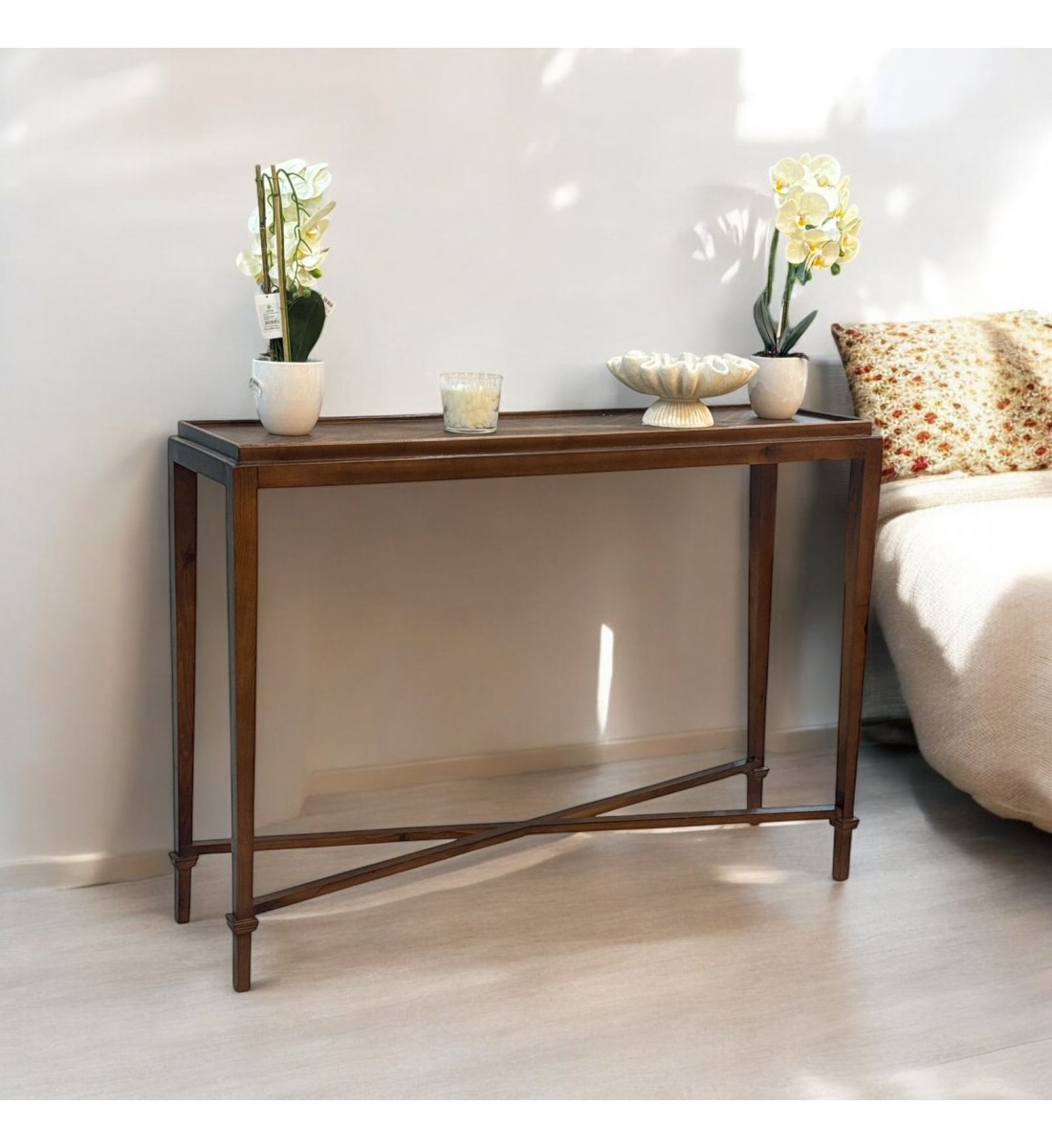 Console - Walnut Wood Entrance Classic Design Brown 140x40x102cm (Custom Product)