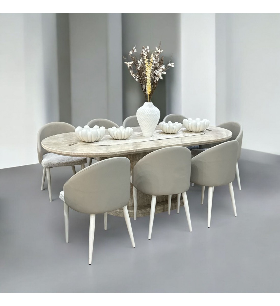 Dining table set 8 chairs 180 x 100 x 75 cm