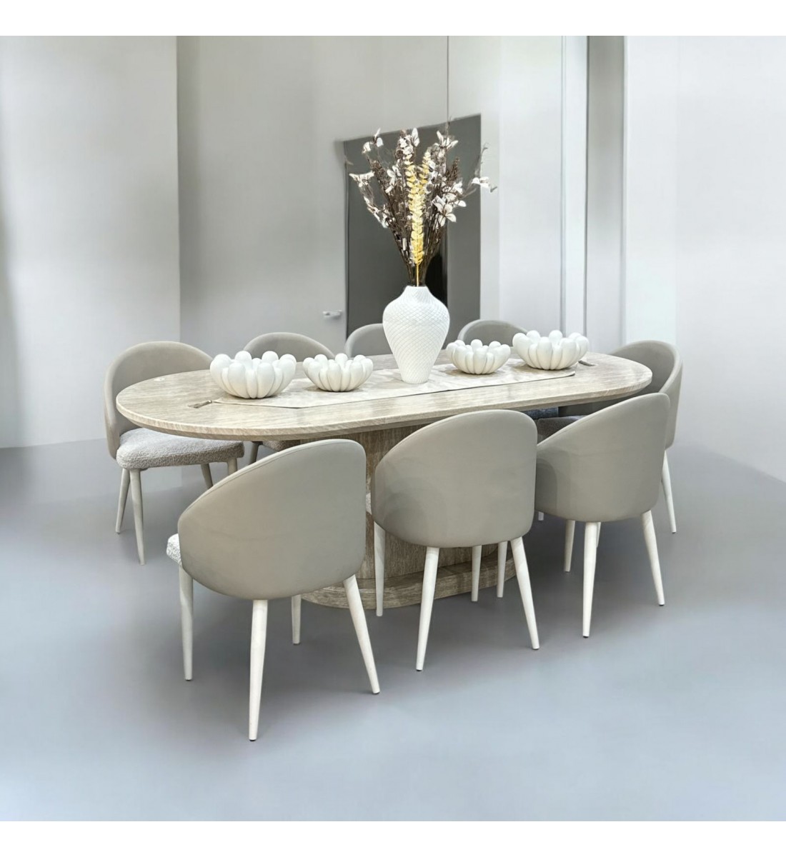 Dining table set 8 chairs 180 x 100 x 75 cm