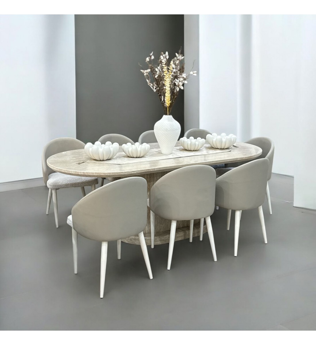 Dining table set 8 chairs 180 x 100 x 75 cm
