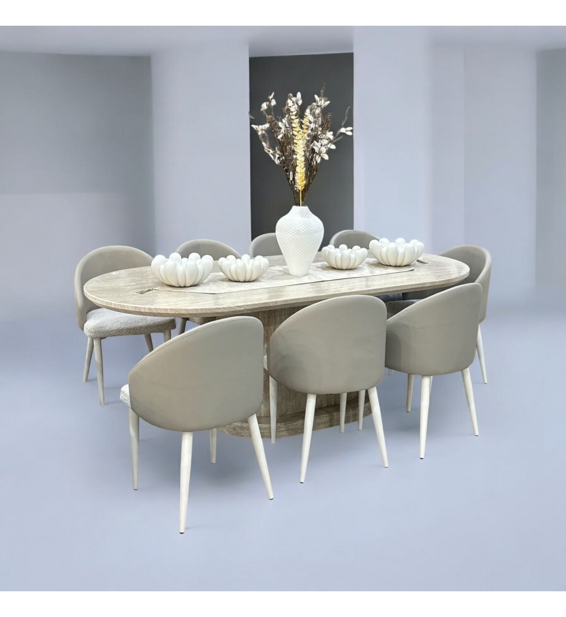 Dining table set 8 chairs 180 x 100 x 75 cm