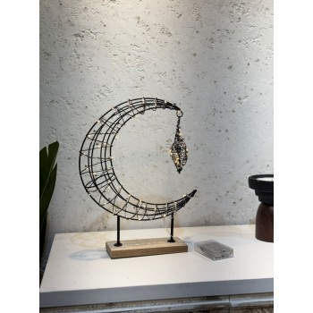 زينة شكل قمر إل إي دي معدنية اضائية 24×22×7سم