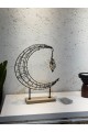 زينة شكل قمر إل إي دي معدنية اضائية 24×22×7سم
