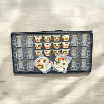 طقم كاسات وفناجين مع الصحن زجاج   36قطعه 