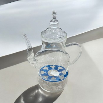 ابريق قزاز شفاف باقاعدة شمعه لتسخين الشاهي  1.5 لتر