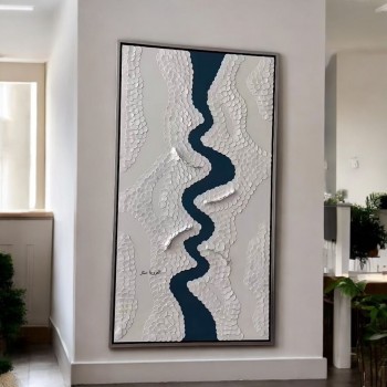 لوحة فنية -هندسية جبسية باطار اسود 100×180سم  (المنتج تفصيل )