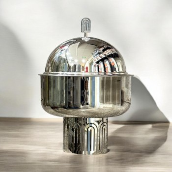  حافظة  طعام أنيق من الستانلس ستيل بغطاء –فضي 2.5لتر تقريبا 