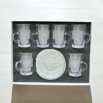 طقم كاسات وفناجين مع الصحن 12قطعه