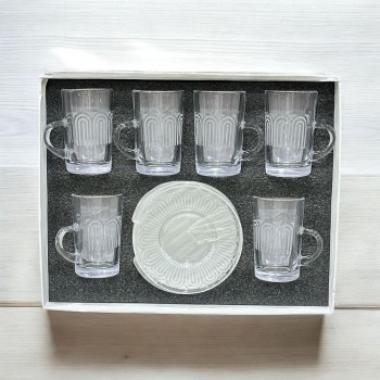 طقم كاسات وفناجين مع الصحن 12قطعه