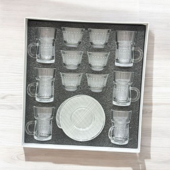 طقم كاسات وفناجين مع الصحن 18قطعه