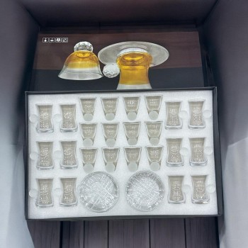 طقم كاسات وفناجين مع الصحن زجاج   36قطعه 