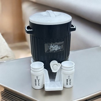 موزع مشروبات مع حامل وكاسات اسود 2لتر 